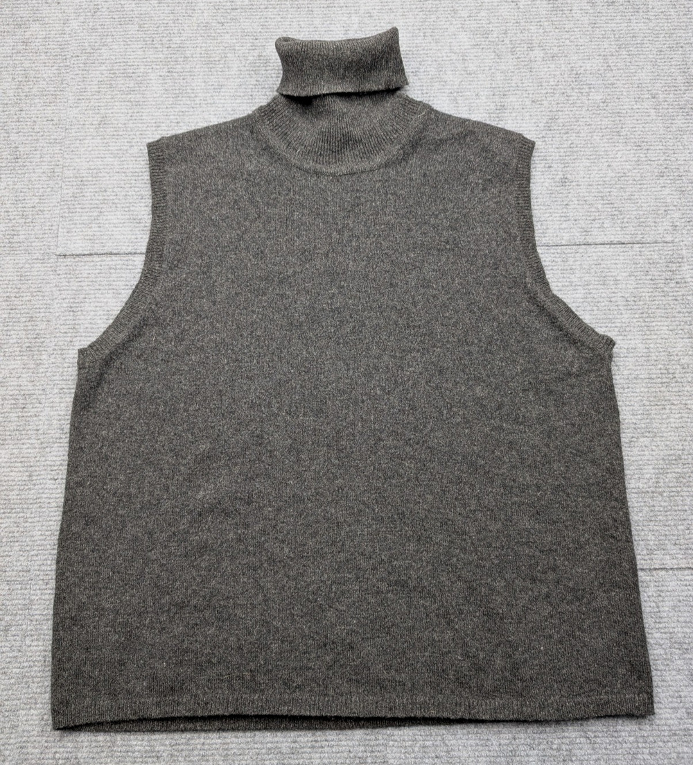 Cashmere Sweater Vest Womens Large Turtleneck Gray Layering Old Money Minimal